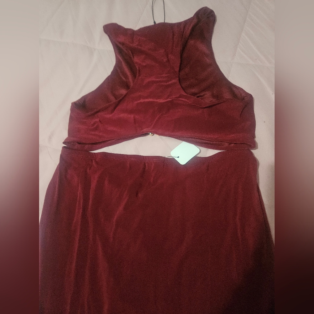 Fashion Nova Deep Red Skirt Set - Picture 6 of 7